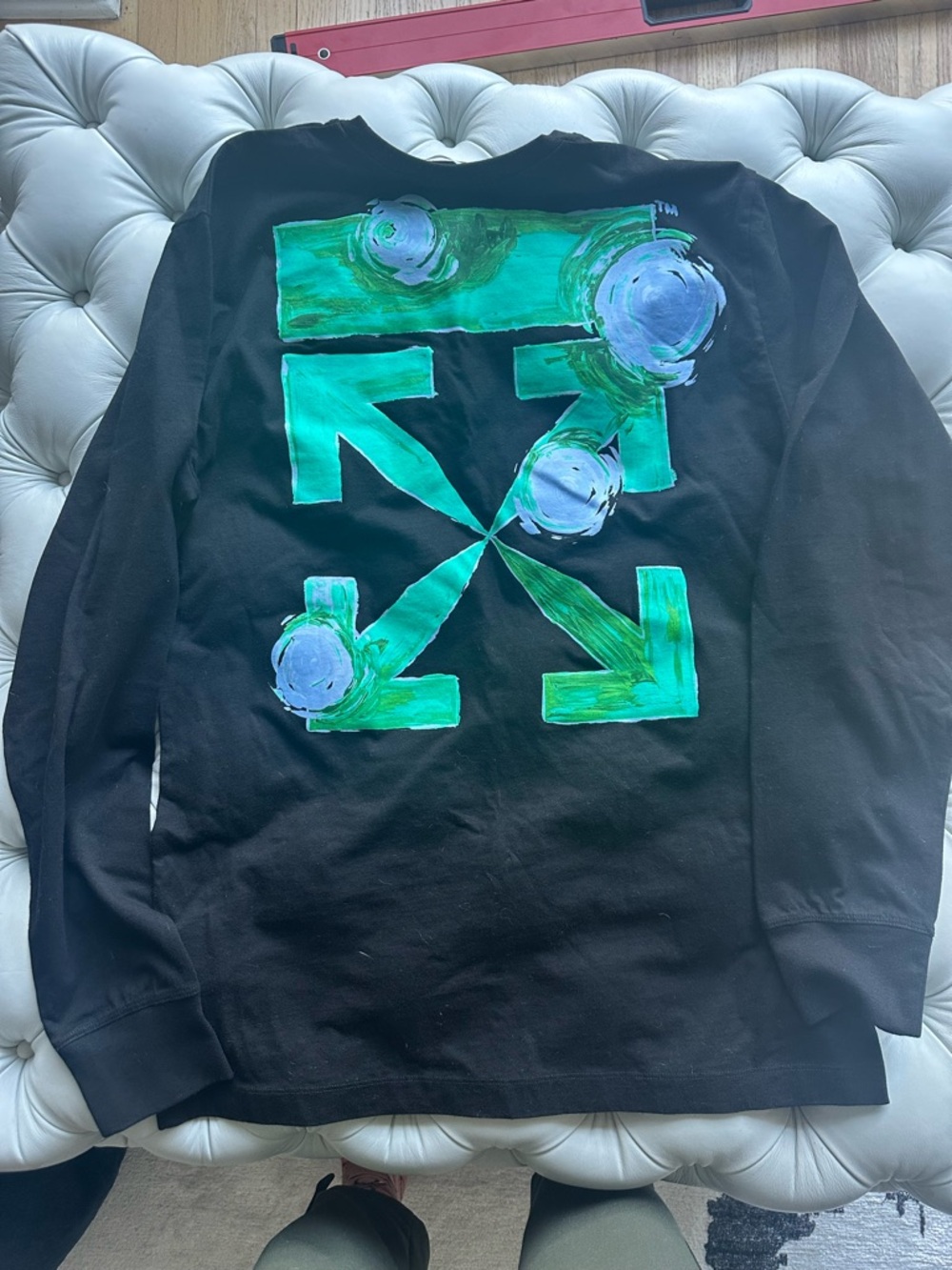 Off-White Black Long Sleeve Tee Green Arrow Graphic XL Virgil Abloh
